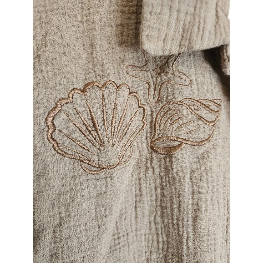 Nicole Miller New York 100% Cotton Gauze Lounge 1X Brwn‎ Beach Embroidered Set